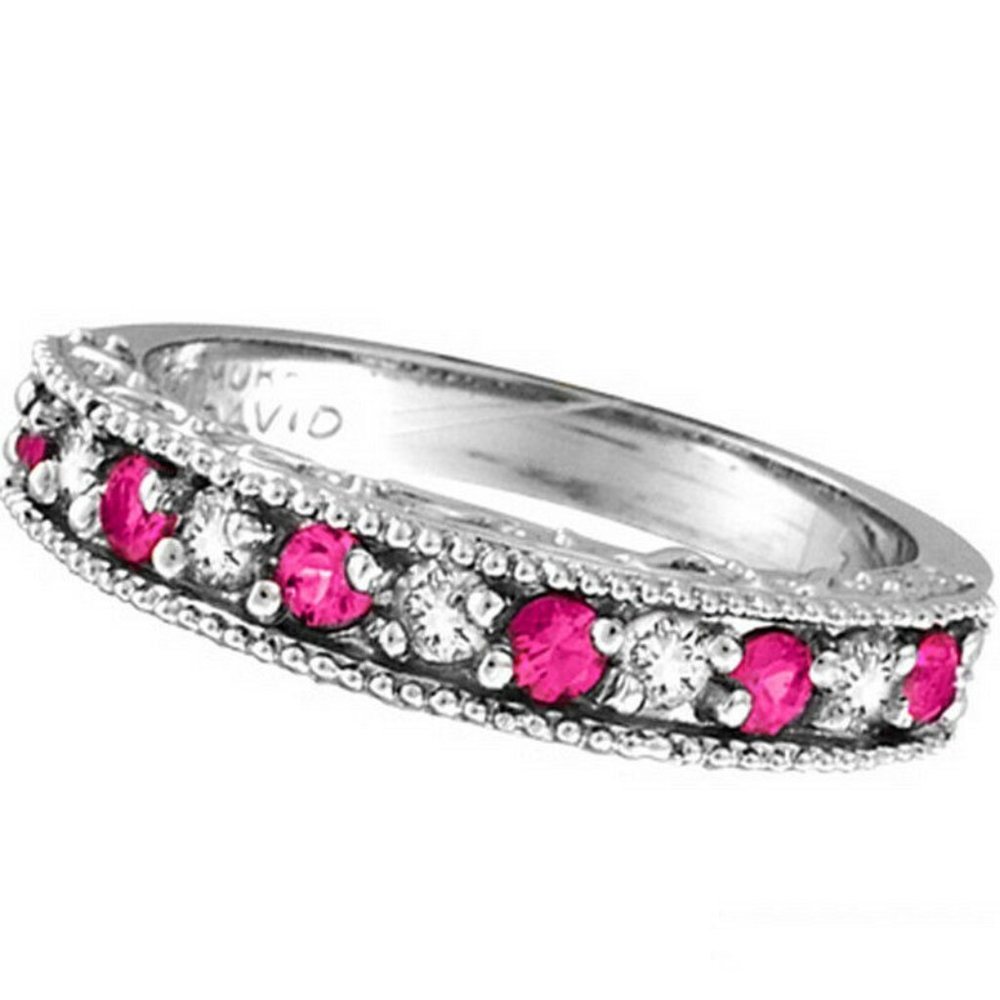 0.61 Carat Natural Pink Sapphire & Diamond Ring